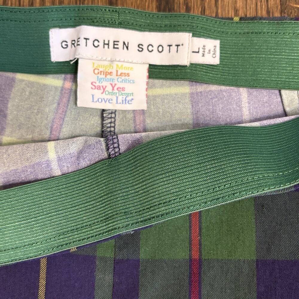 Gretchen Scott Gripeless Pull On Pant - Plaidly Cooper Green Multi Sz Large - Picture 11 of 12